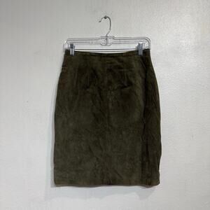 Global Identity Green Vintage Suede Leather Mini Skirt Sz 7/8